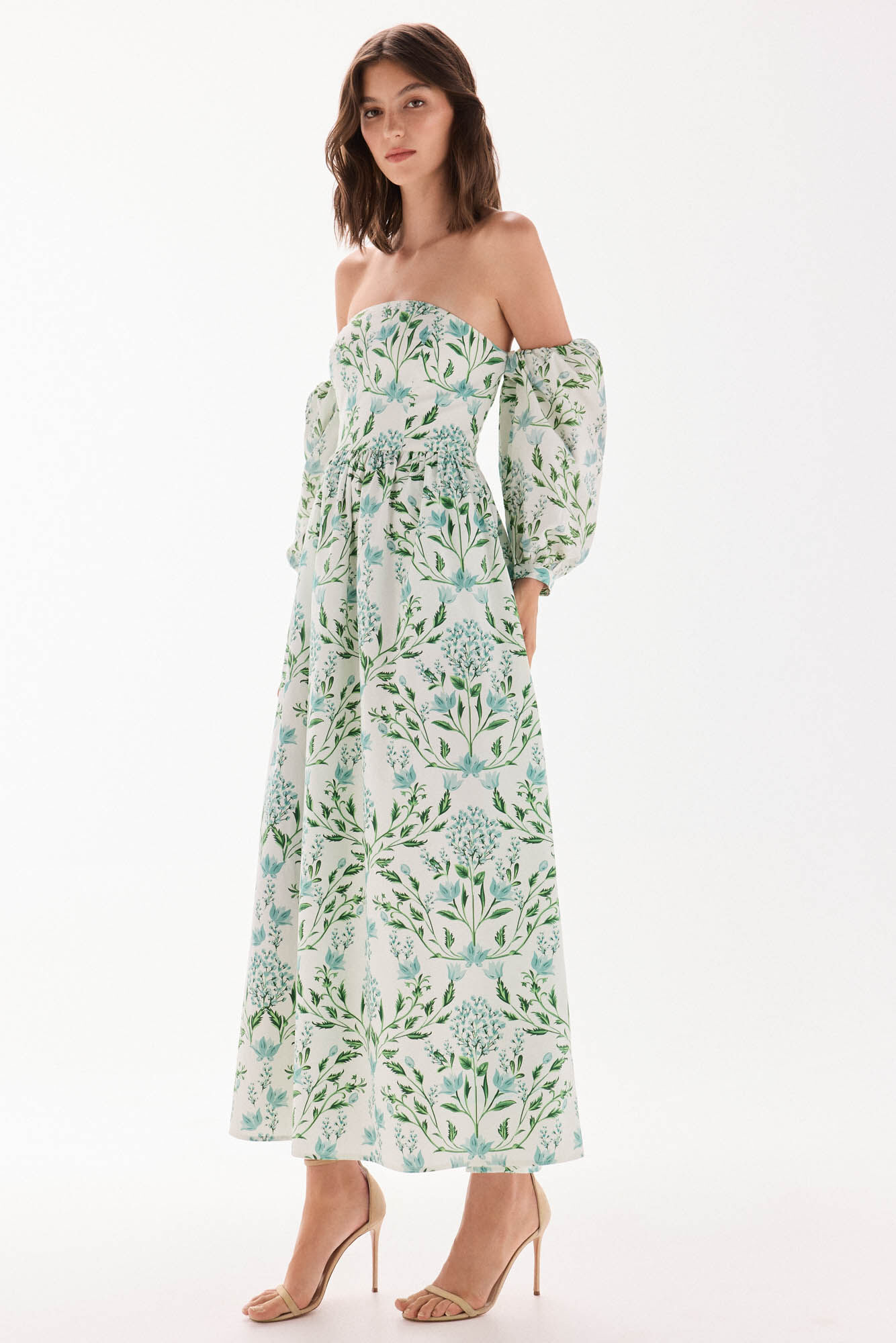 TFP by Tamara Falc&oacute; Vestido palabra de honor estampado