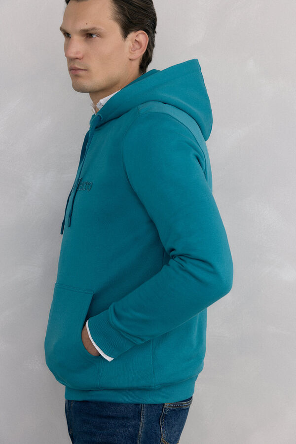 Pedro del Hierro Sweatshirt com capuz com logo Turquesa
