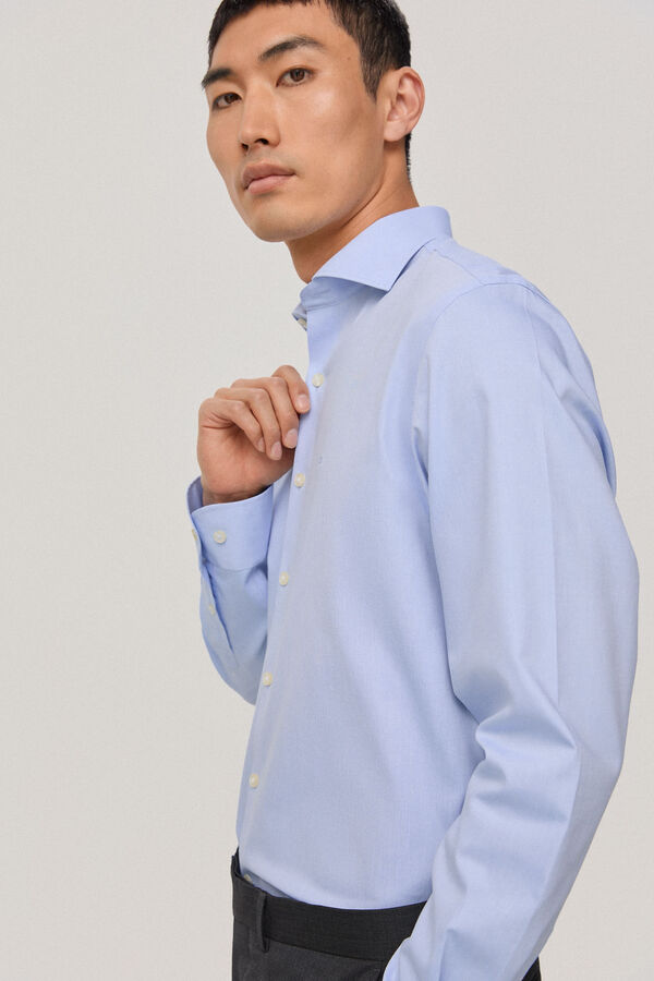 Pedro del Hierro Camisa vestir non iron y antimanchas lisa classic fit Azul
