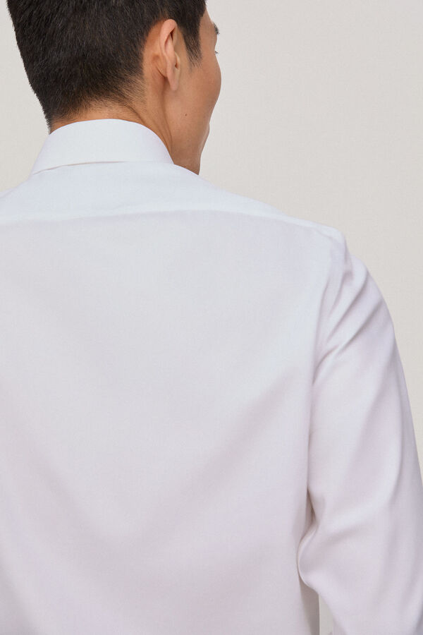 Pedro del Hierro Camisa vestir pu&ntilde;o gemelo non iron y antimanchas estructura lisa classic fit Blanco
