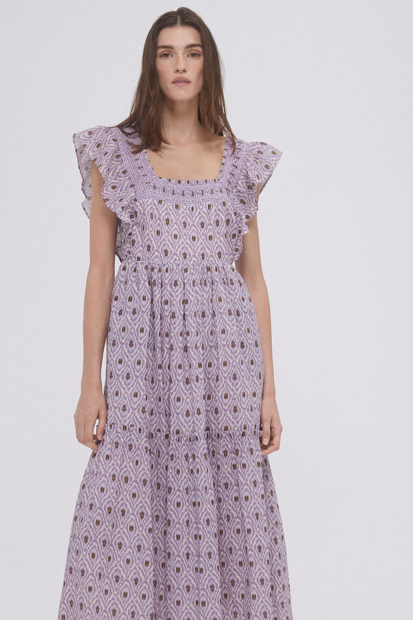 Pedro del Hierro Vestido t&uacute;nica estampado P&uacute;rpura