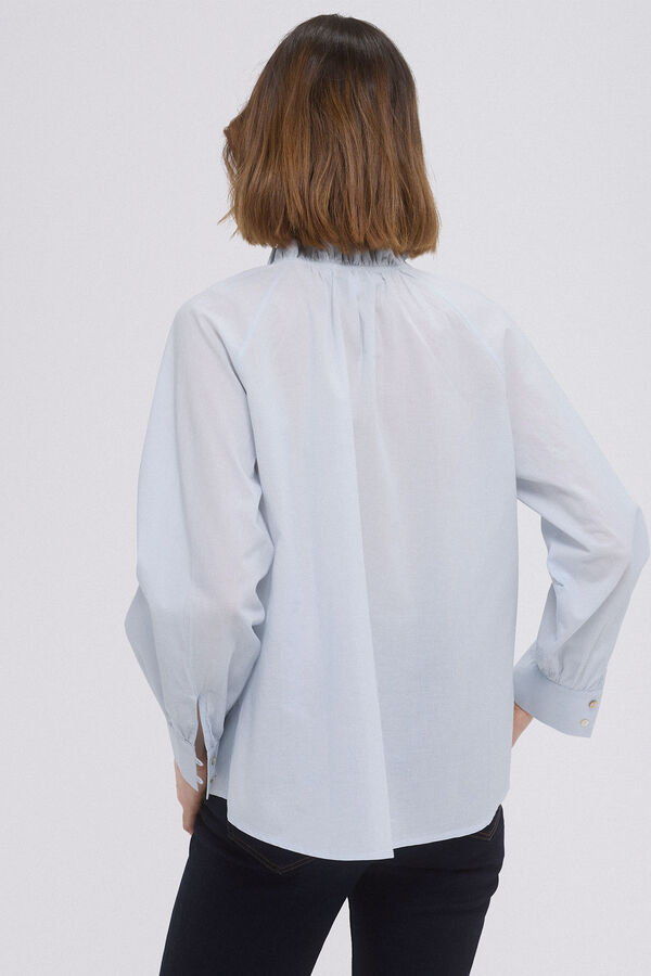 Pedro del Hierro Blusa voile cuello volante Azul