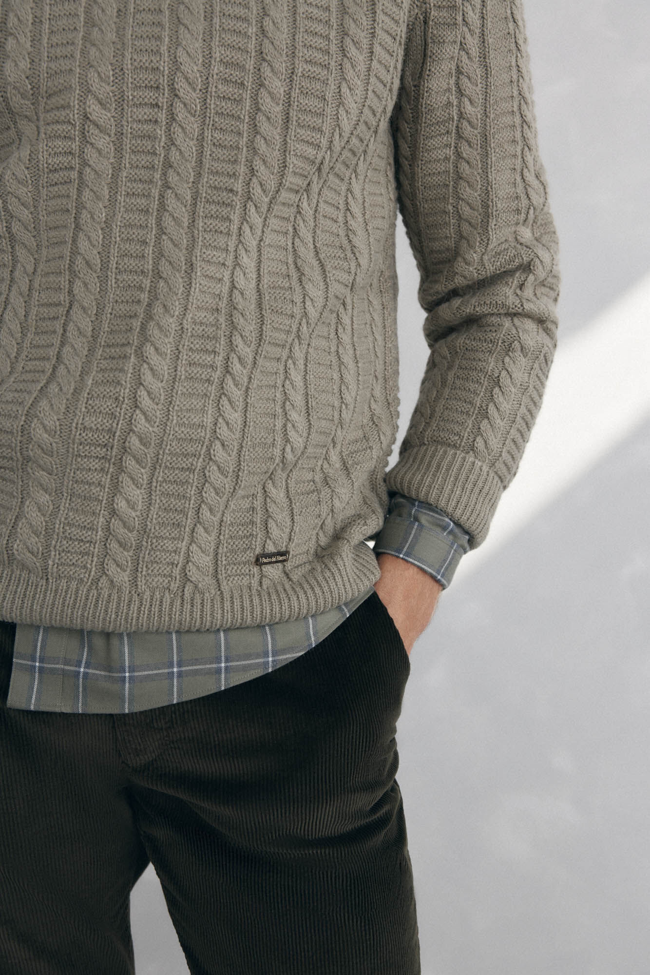 Pedro del Hierro Camisola de l&atilde; de cabos com gola redonda