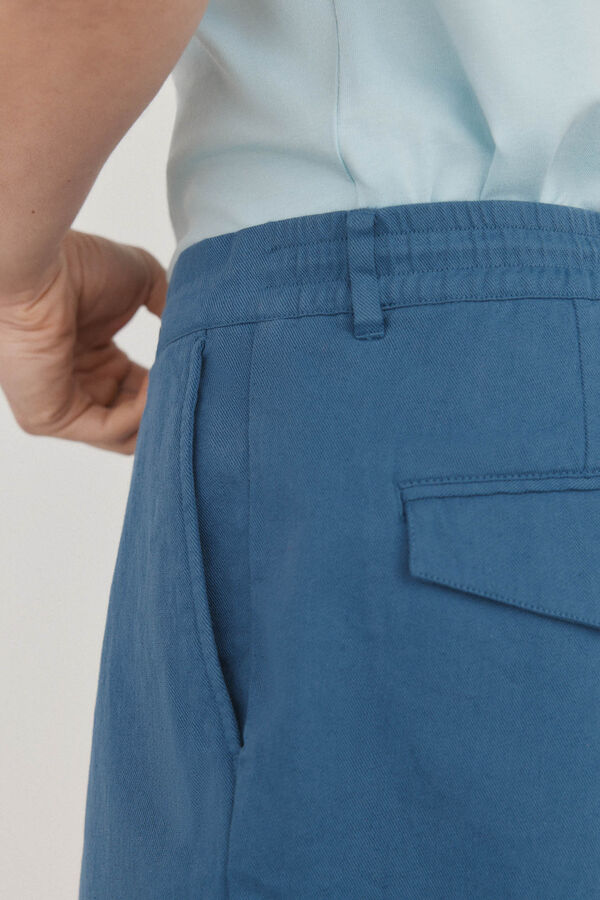 Pedro del Hierro Bermudas com linho e atacadores Azul