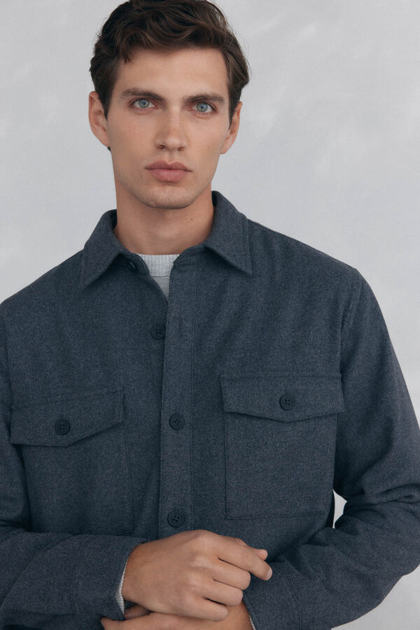 Pedro del Hierro Sobrecamisa de l&atilde; lisa Cizento