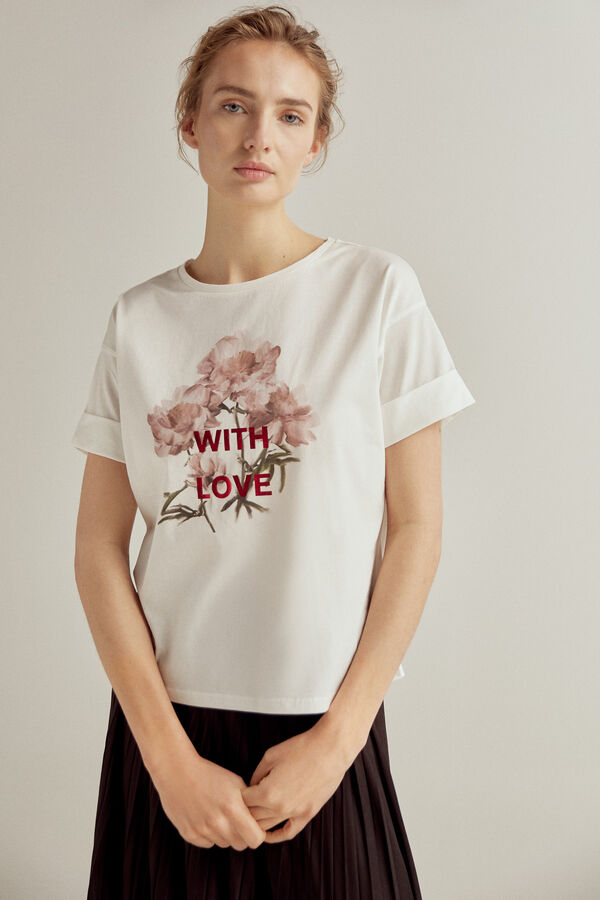 Pedro del Hierro T-shirt de manga curta de algodão orgânico Marfim