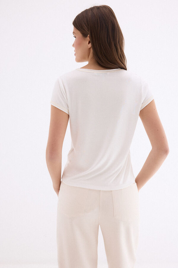 Pedro del Hierro T-shirt com detalhes em PU Branco