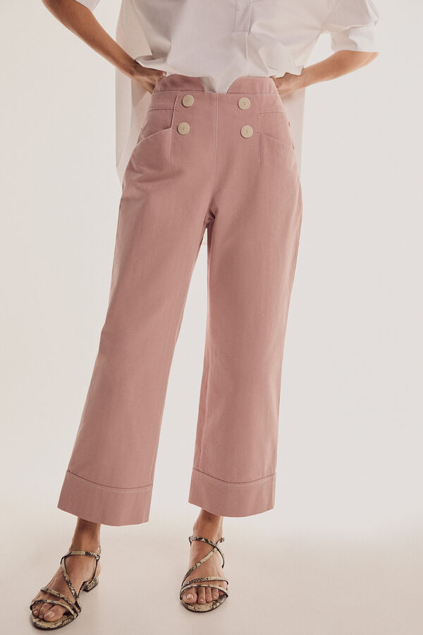 Pedro del Hierro Pantal&oacute;n de tiro alto abotonado Rosa