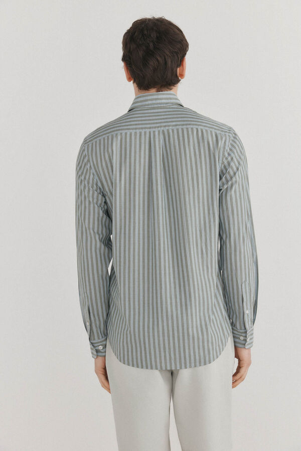 Pedro del Hierro Camisa riscas tecido italiano Verde