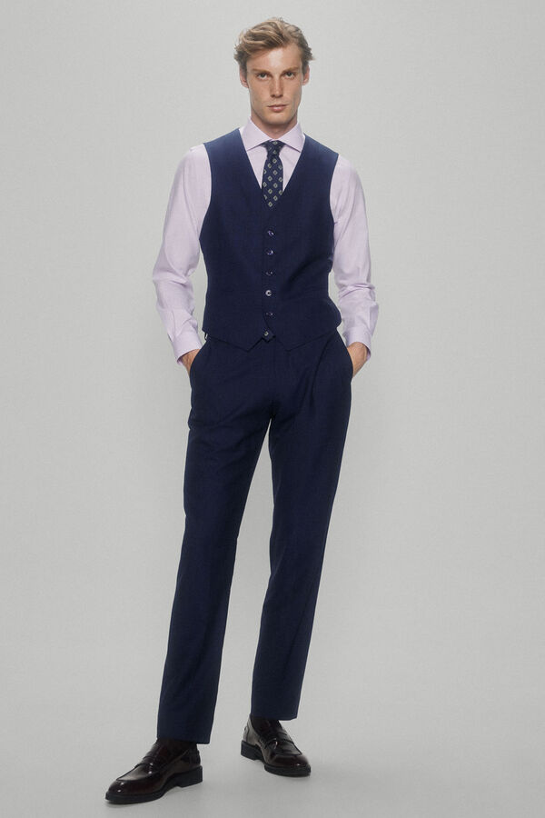 Pedro del Hierro Chaleco cuadros marino slim Azul