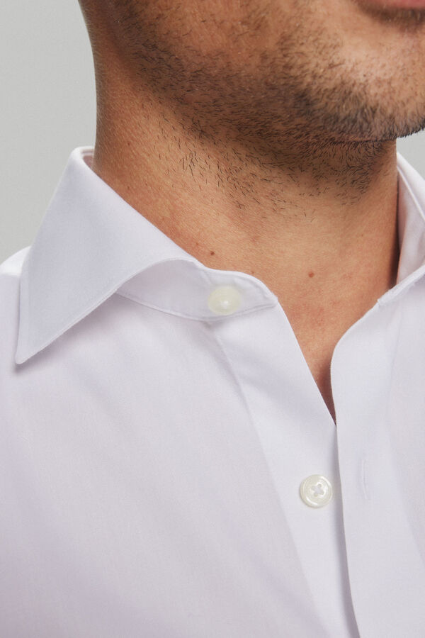 Pedro del Hierro Camisa pinpoint lisa non-iron + anti manchas Branco