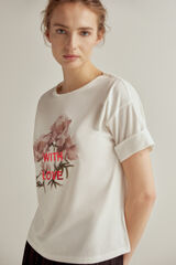 Pedro del Hierro T-shirt de manga curta de algodão orgânico Marfim