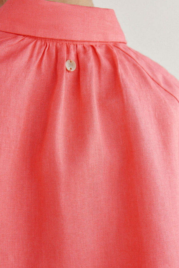 Pedro del Hierro Blusa lino manga corta fluida Coral