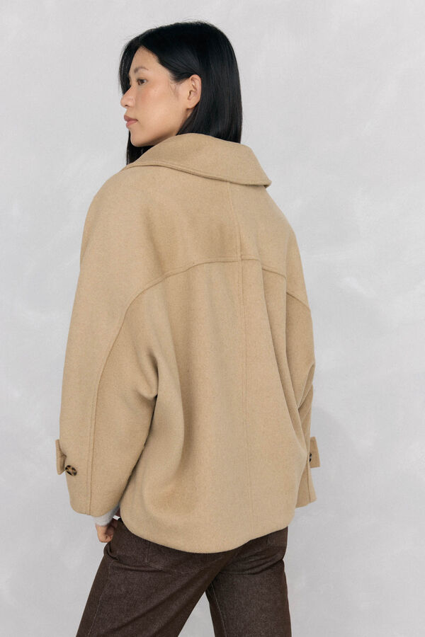 Pedro del Hierro Cazadora tipo capa capucha Beige