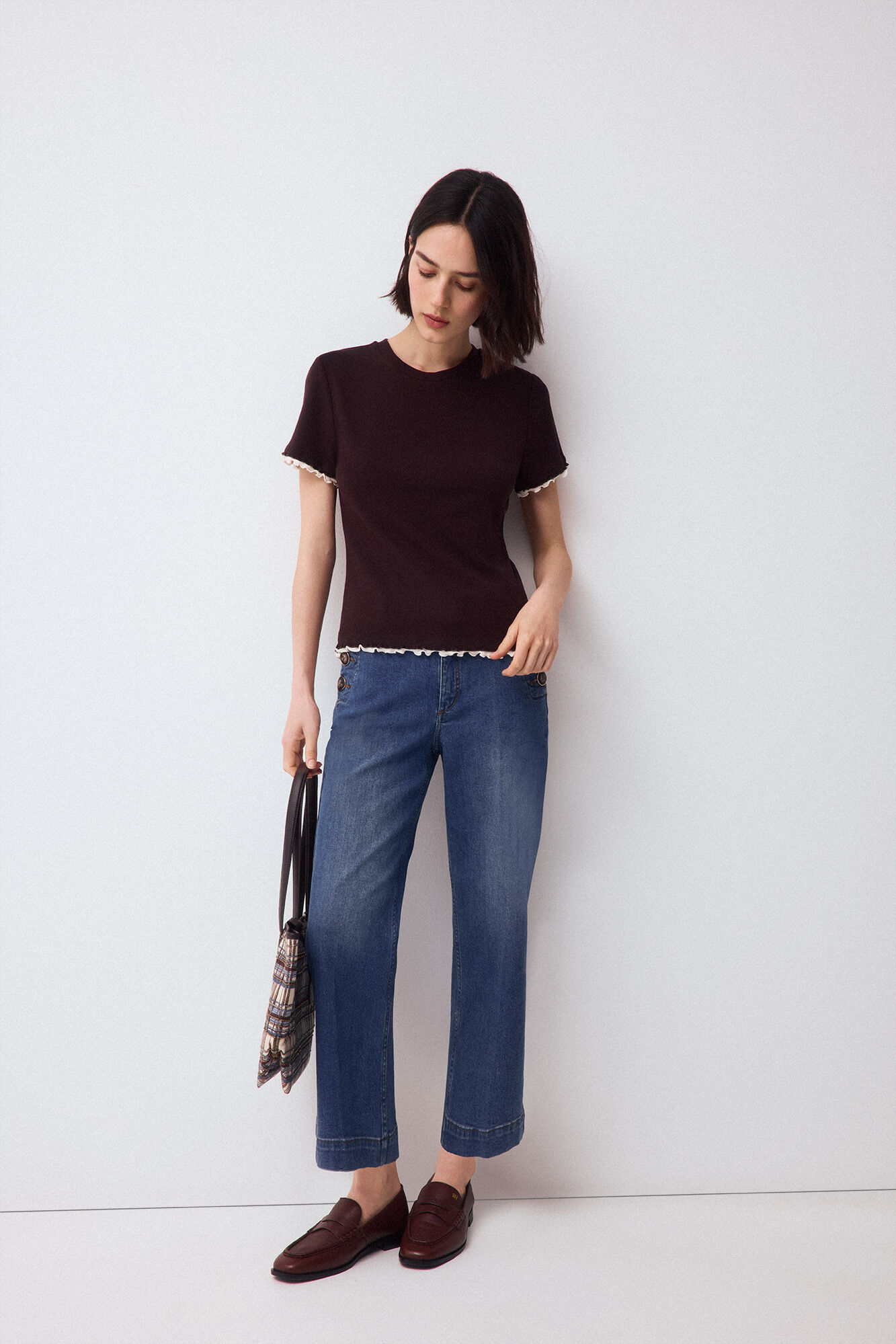 Pedro del Hierro T-shirt com canelado falso duplo