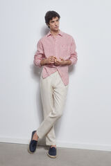 Pedro del Hierro Camisa lino rayas Rojo