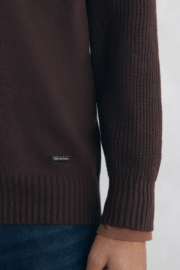 Pedro del Hierro Jersey cuello vespa Marr&oacute;n