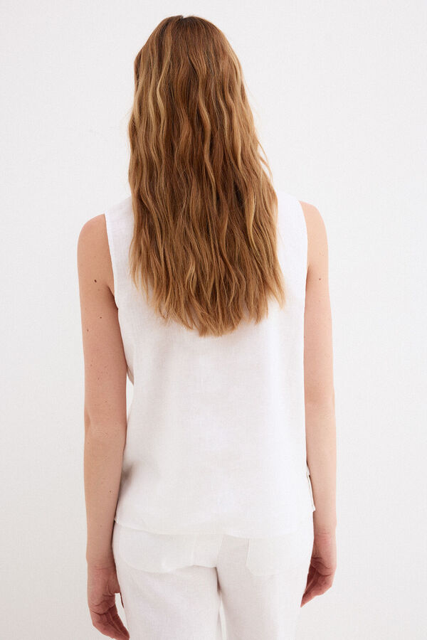 Pedro del Hierro Top liso em linho Branco