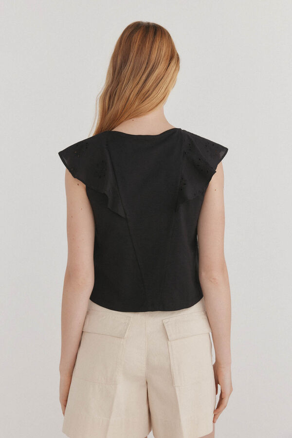 Pedro del Hierro Camiseta combinada bordada Negro