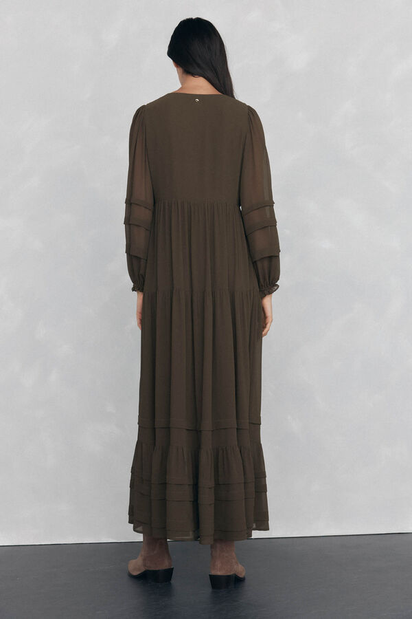 Pedro del Hierro Vestido largo detalle jaretas Verde