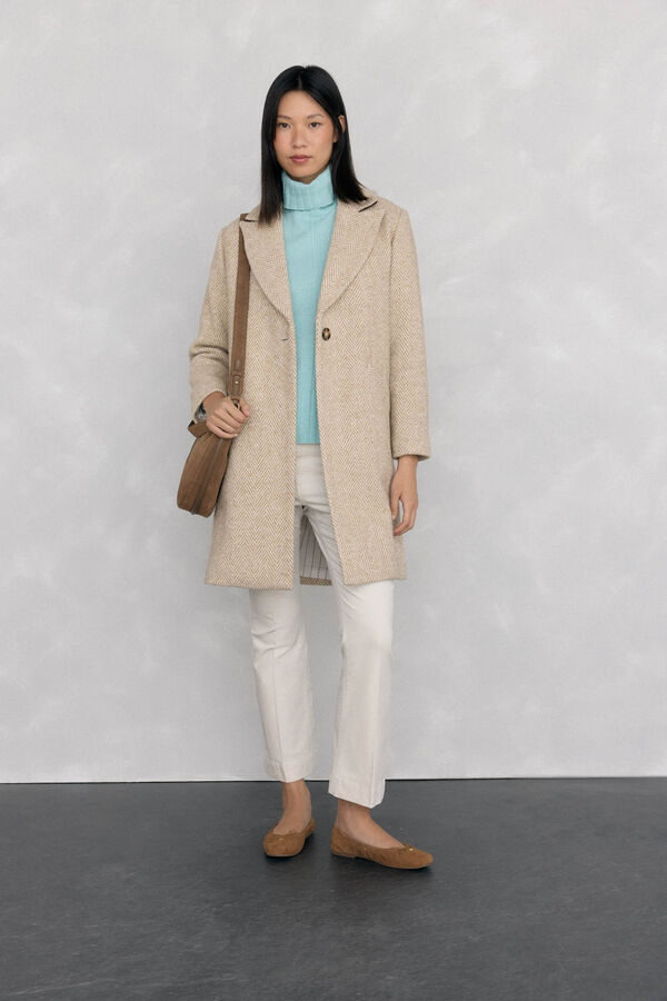 Pedro del Hierro Tecido espiga Sobretudo Beige