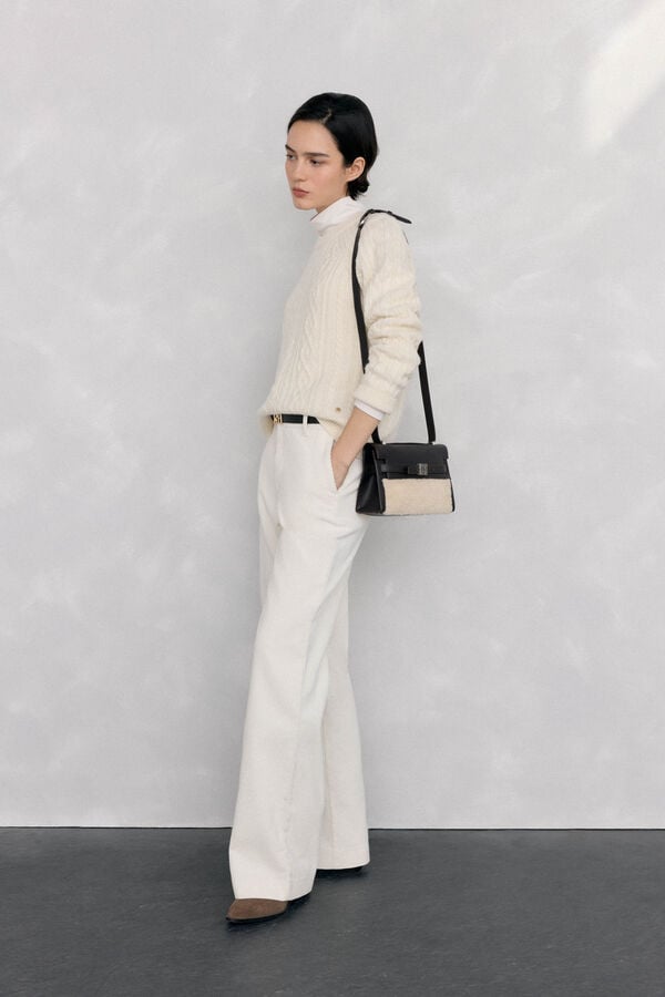 Pedro del Hierro Jersey lana premium ochos y trenzas Beige