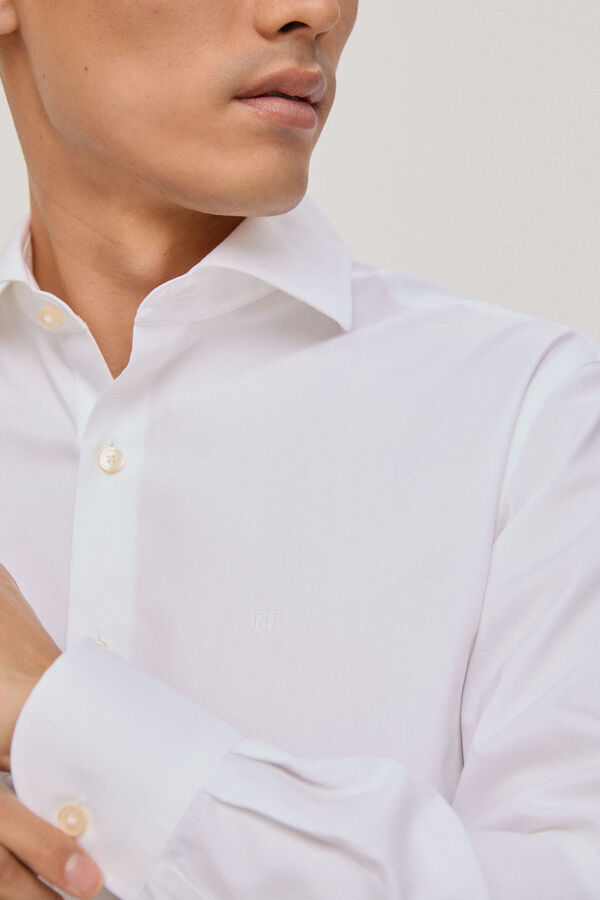 Pedro del Hierro Camisa vestir non iron y antimanchas lisa classic fit Branco