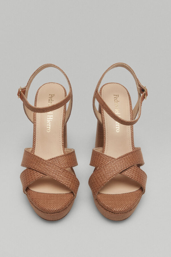 Pedro del Hierro Sandalia plataforma rafia Beige