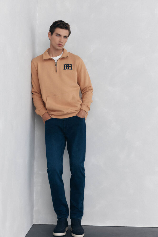 Pedro del Hierro Sudadera cuello vespa Marr&oacute;n