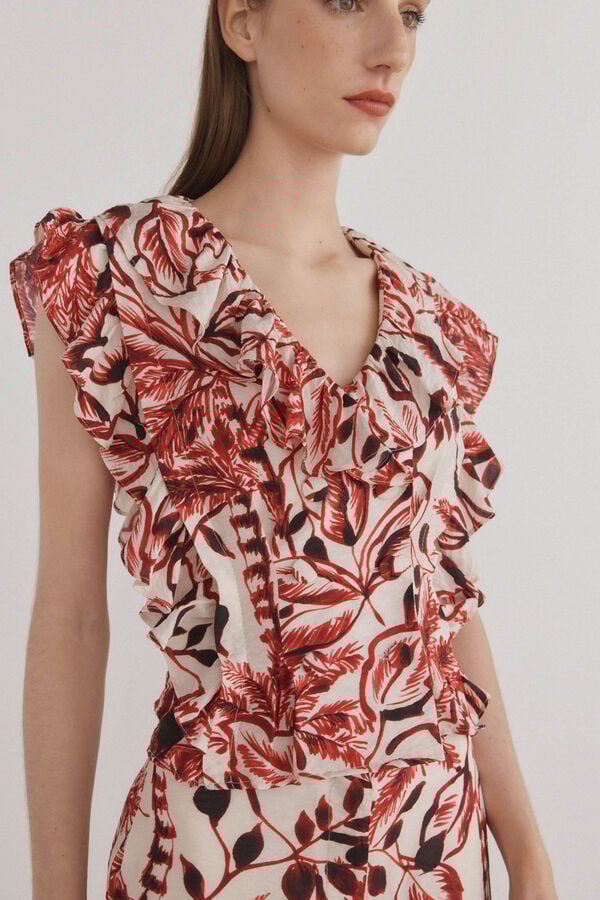 Pedro del Hierro Top fluido estampado Burdeos