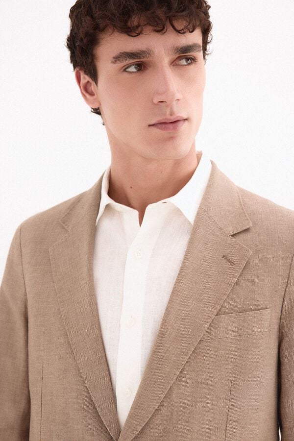 Pedro del Hierro Blazer coordenado em mistura de linho Beige