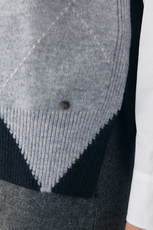 Pedro del Hierro Chaleco jacquard de rombos Gris