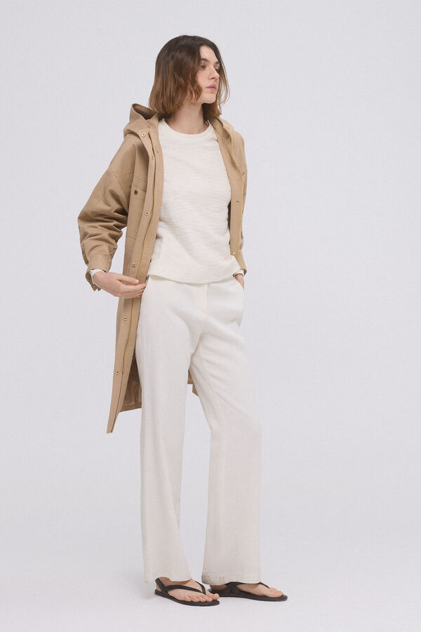 Pedro del Hierro Parka algod&atilde;o capuz Beige