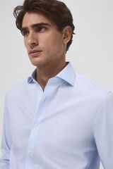 Pedro del Hierro Camisa social lisa que n&atilde;o pode ser passada a ferro + resistente a manchas Azul