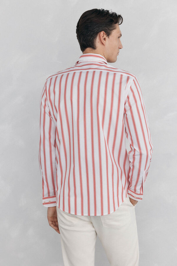 Pedro del Hierro Camisa riscas popelina Vermelho