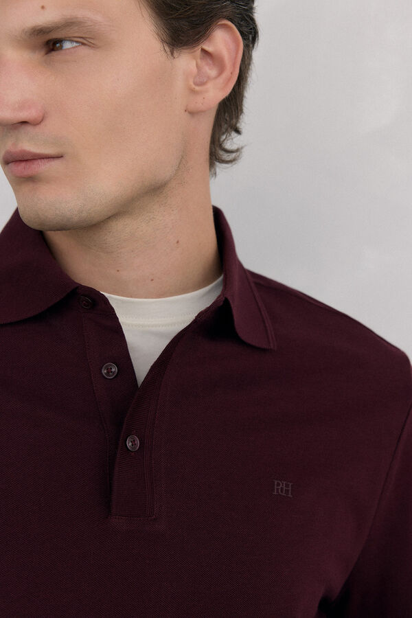 Pedro del Hierro Polo b&aacute;sico manga larga Burdeos