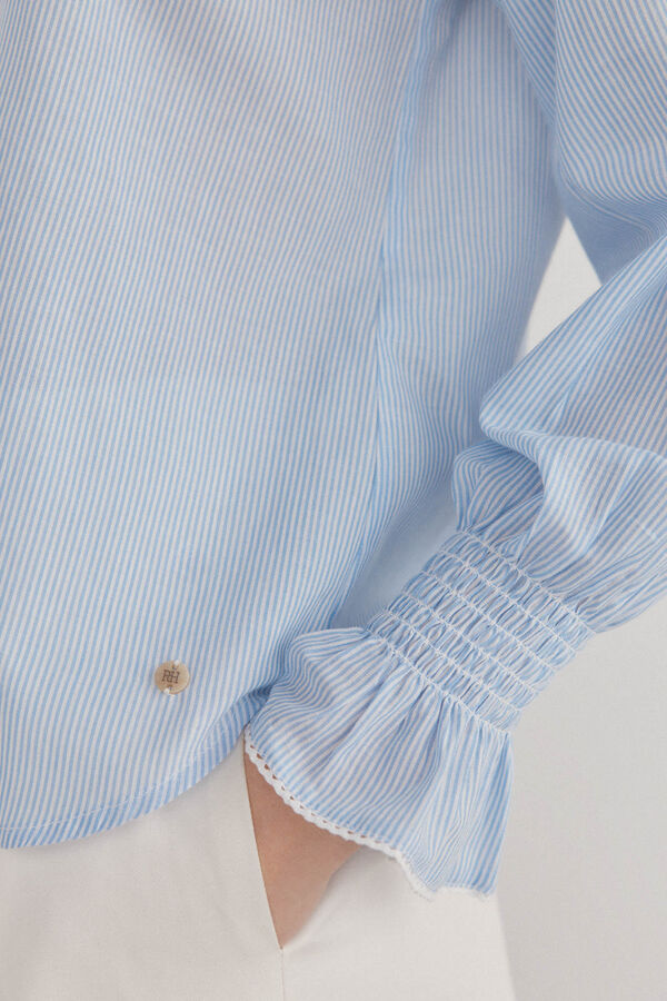 Pedro del Hierro Blusa rom&aacute;ntica rayas Azul