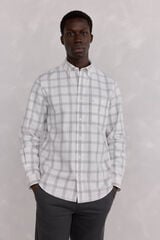 Pedro del Hierro Camisa Oxford Xadrez Escovada Cizento