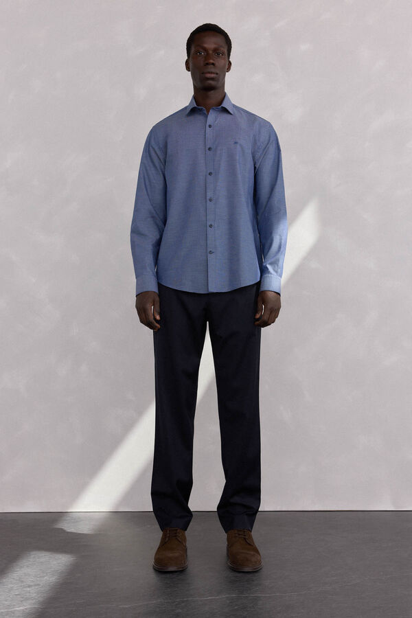 Pedro del Hierro Camisa estructura f&aacute;cil plancha + anti olor regular fit Azul