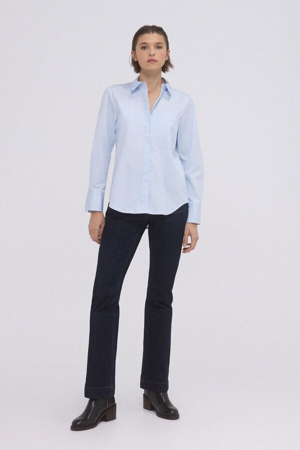 Pedro del Hierro Camisa oversize popel&iacute;n detalle bolsillo frontal Azul