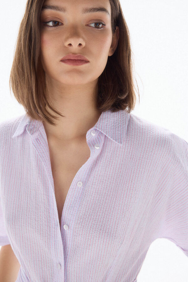 TFP by Tamara Falcó Vestido camisero seersucker Rosa