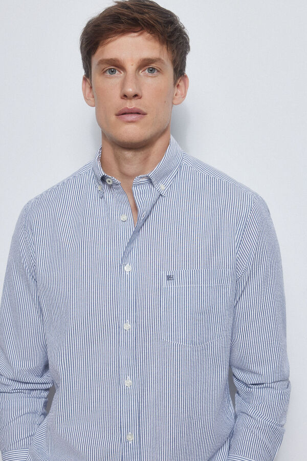 Pedro del Hierro camisa seersucker riscas Azul