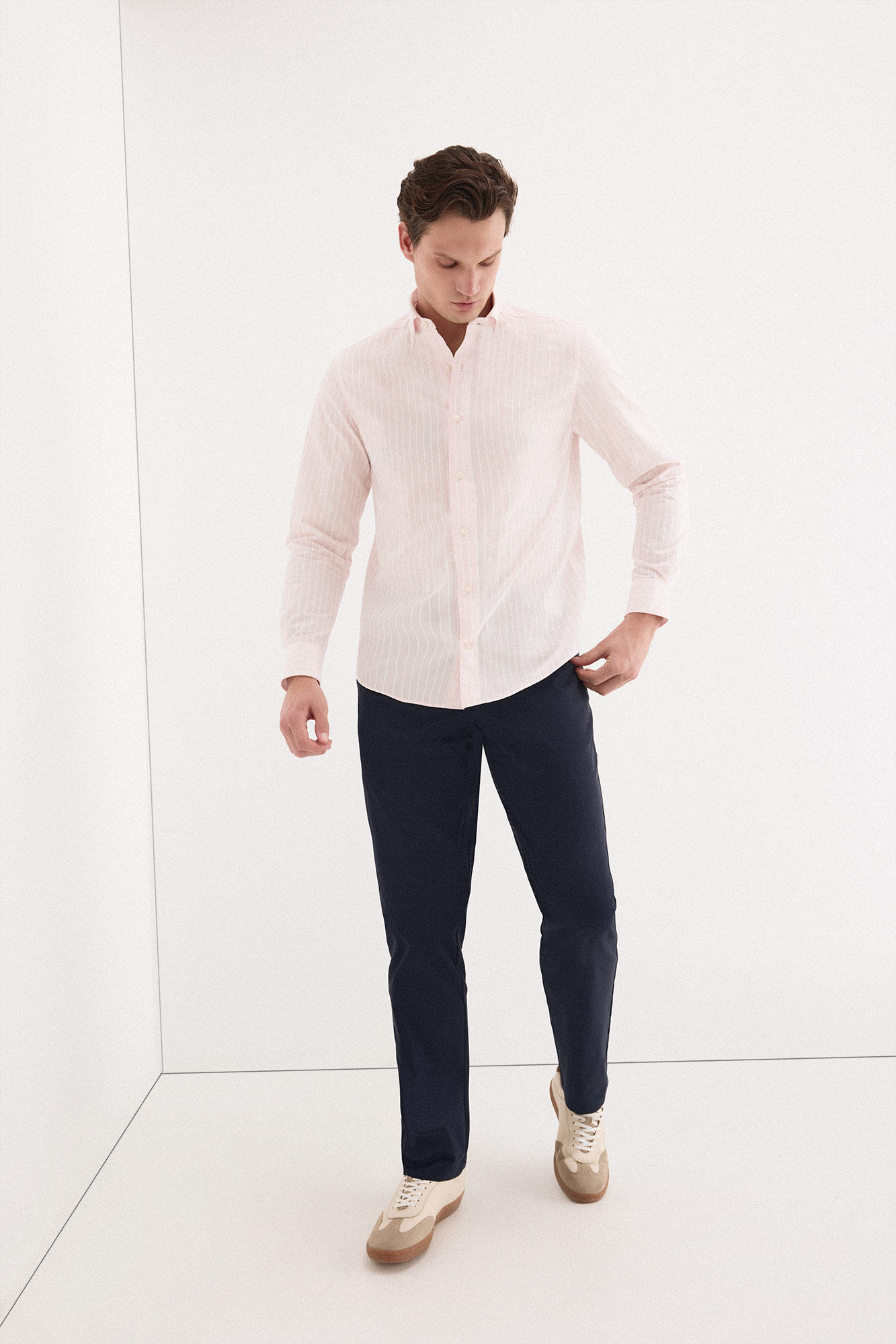 Pedro del Hierro Camisa popel&iacute;n labrado rayas