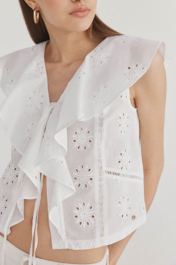 Pedro del Hierro T-shirt combinada bordada Branco