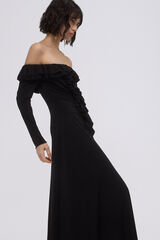 TFP by Tamara Falcó Vestido de punto con volantes Negro