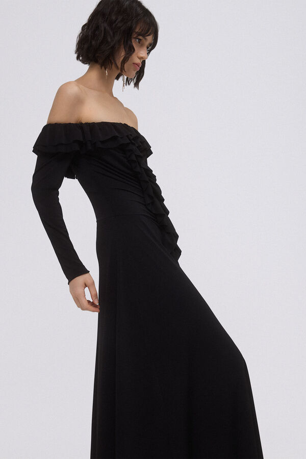 TFP by Tamara Falcó Vestido de punto con volantes Negro