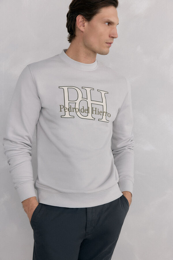 Pedro del Hierro Sudadera logo cuello caja Gris