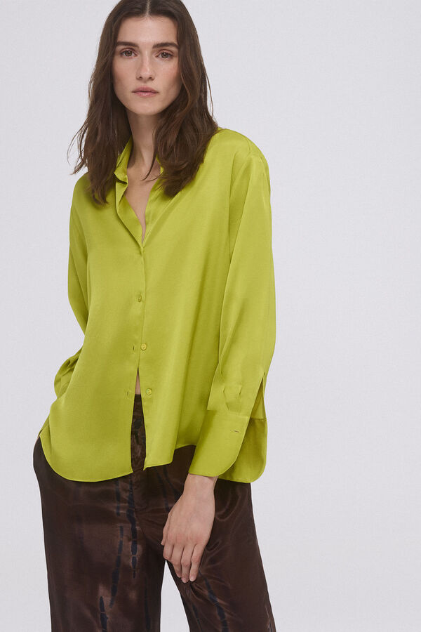 Pedro del Hierro Blusa sat&eacute;n fluida Verde