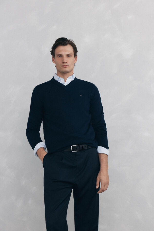 Pedro del Hierro Jersey cuello pico Azul