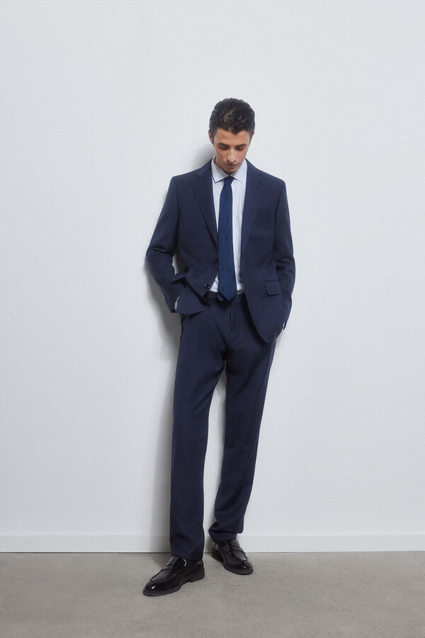 Pedro del Hierro Pantal&oacute;n cuadrill&eacute; tailored fit Azul